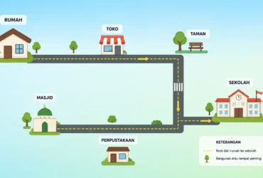 Contoh Gambar Denah dari Rumah ke Sekolah untuk Tugas Hari Pertama